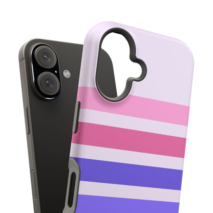 Lavender Love Striped – iPhone 16, 15, 14, 13 – MagSafe Magnetic Tough Case by HitStickers