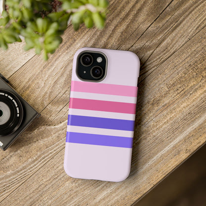 Lavender Love Striped – iPhone 16, 15, 14, 13 – MagSafe Magnetic Tough Case by HitStickers
