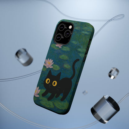 Water Lily Cat – Monet Inspired – iPhone 16, 15, 14, 13 – MagSafe Magnetic Tough Case by HitStickers
