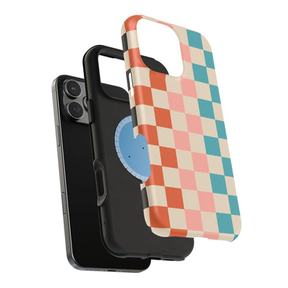 Retro Check Pop – iPhone 16, 15, 14, 13 – MagSafe Magnetic Tough Case by HitStickers