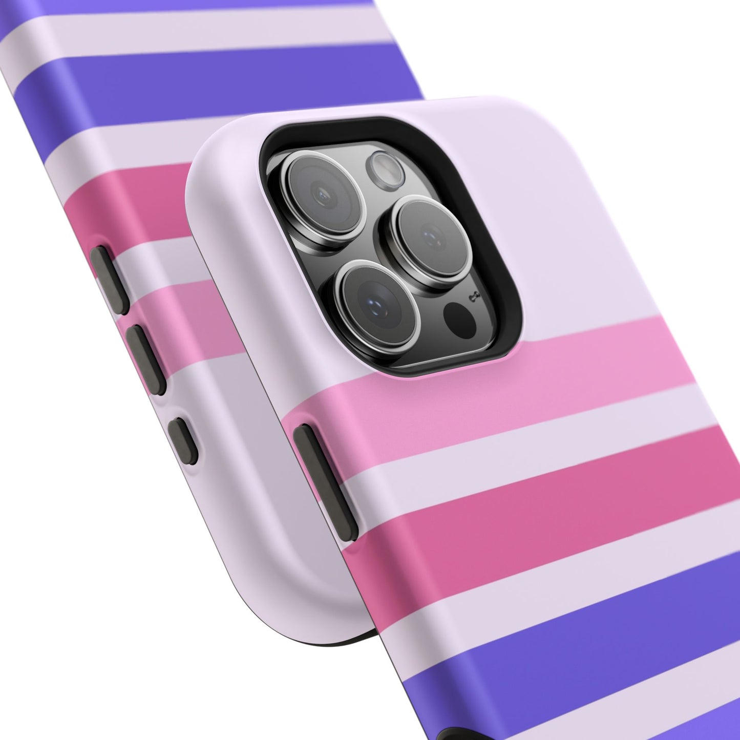 Lavender Love Striped – iPhone 16, 15, 14, 13 – MagSafe Magnetic Tough Case by HitStickers