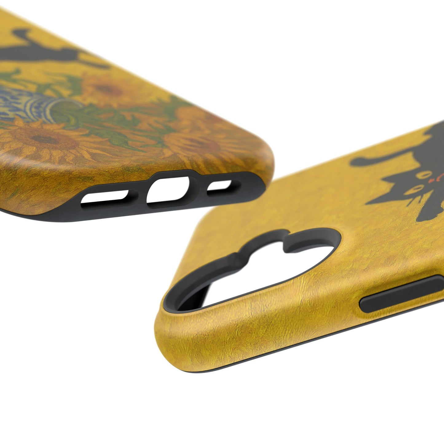 Mischievous Cat & Sunflowers – Van Gogh Inspired – iPhone 16, 15, 14, 13 – MagSafe Magnetic Tough Case by HitStickers
