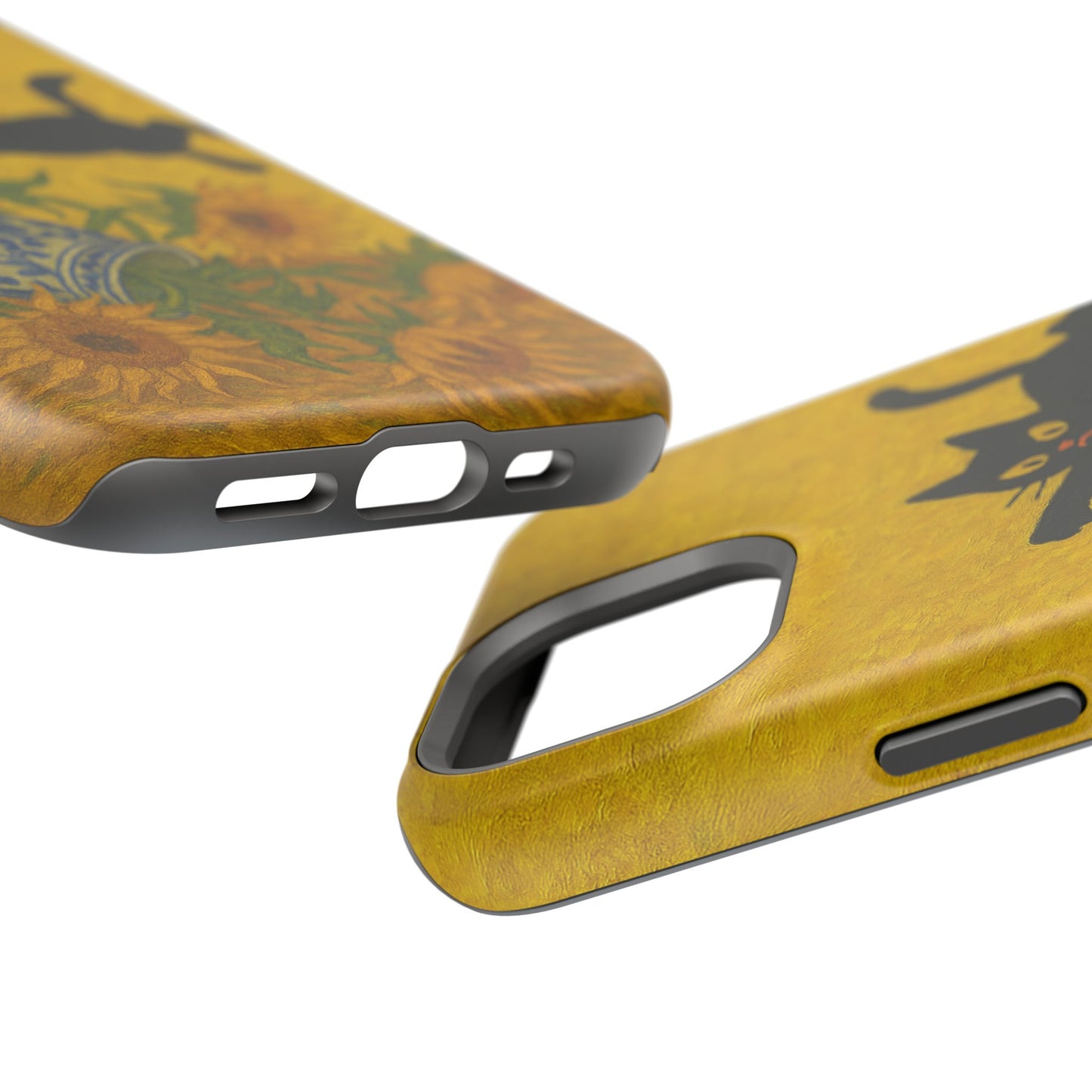 Mischievous Cat & Sunflowers – Van Gogh Inspired – iPhone 16, 15, 14, 13 – MagSafe Magnetic Tough Case by HitStickers