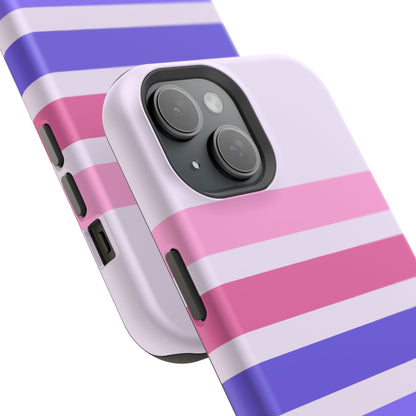 Lavender Love Striped – iPhone 16, 15, 14, 13 – MagSafe Magnetic Tough Case by HitStickers