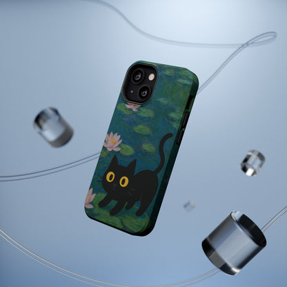 Water Lily Cat – Monet Inspired – iPhone 16, 15, 14, 13 – MagSafe Magnetic Tough Case by HitStickers