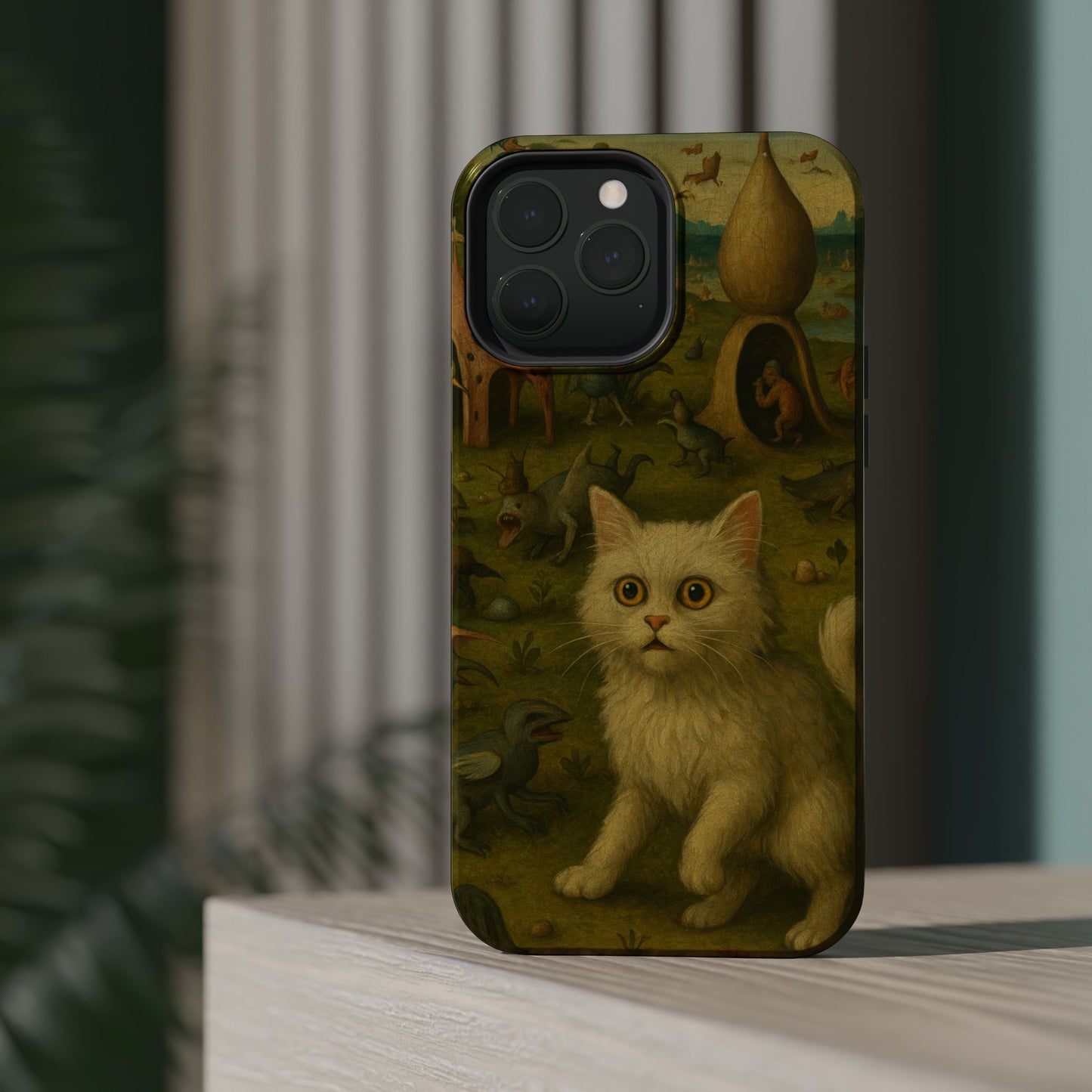 Garden of Cat Delights – Bosch Inspired – iPhone 16, 15, 14, 13 – MagSafe Magnetic Tough Case by HitStickers
