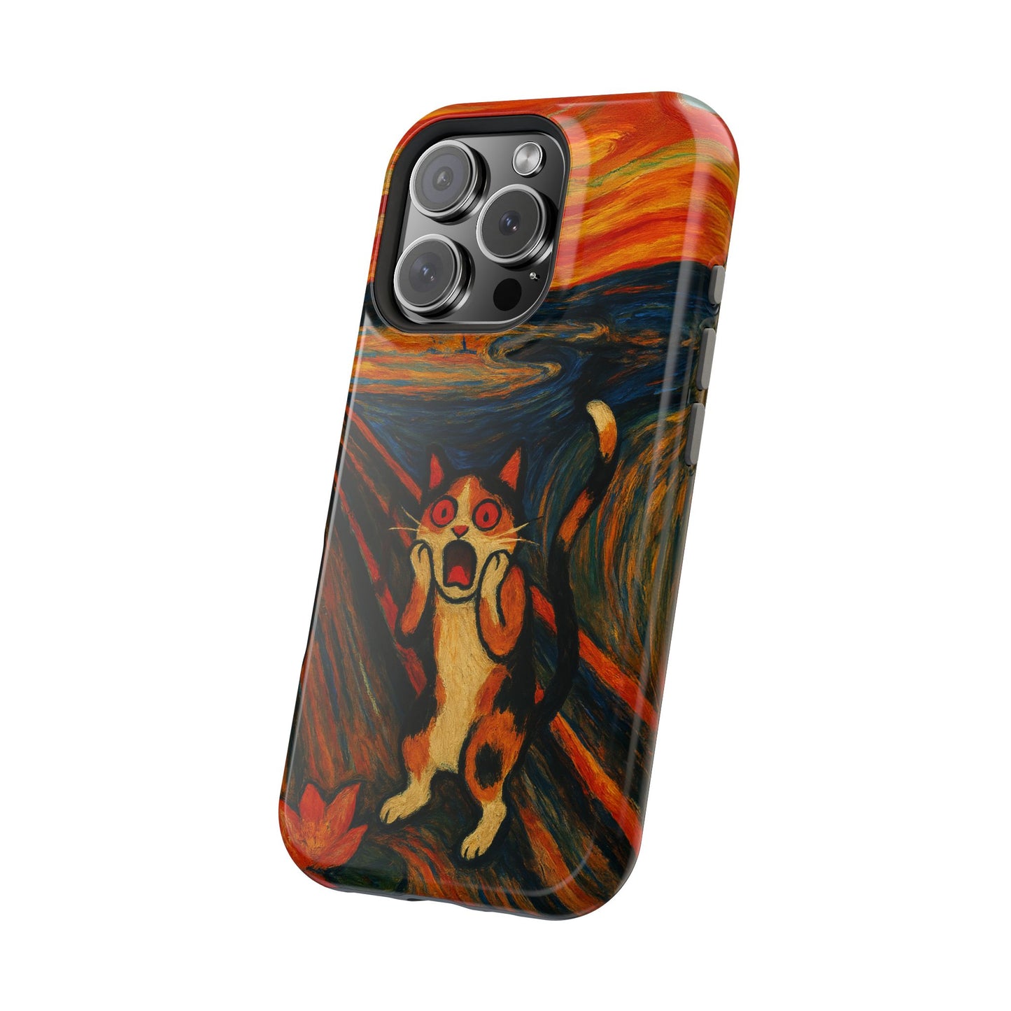 The Cat Scream – Munch Inspired – iPhone 16, 15, 14, 13 – MagSafe Magnetic Tough Case by HitStickers