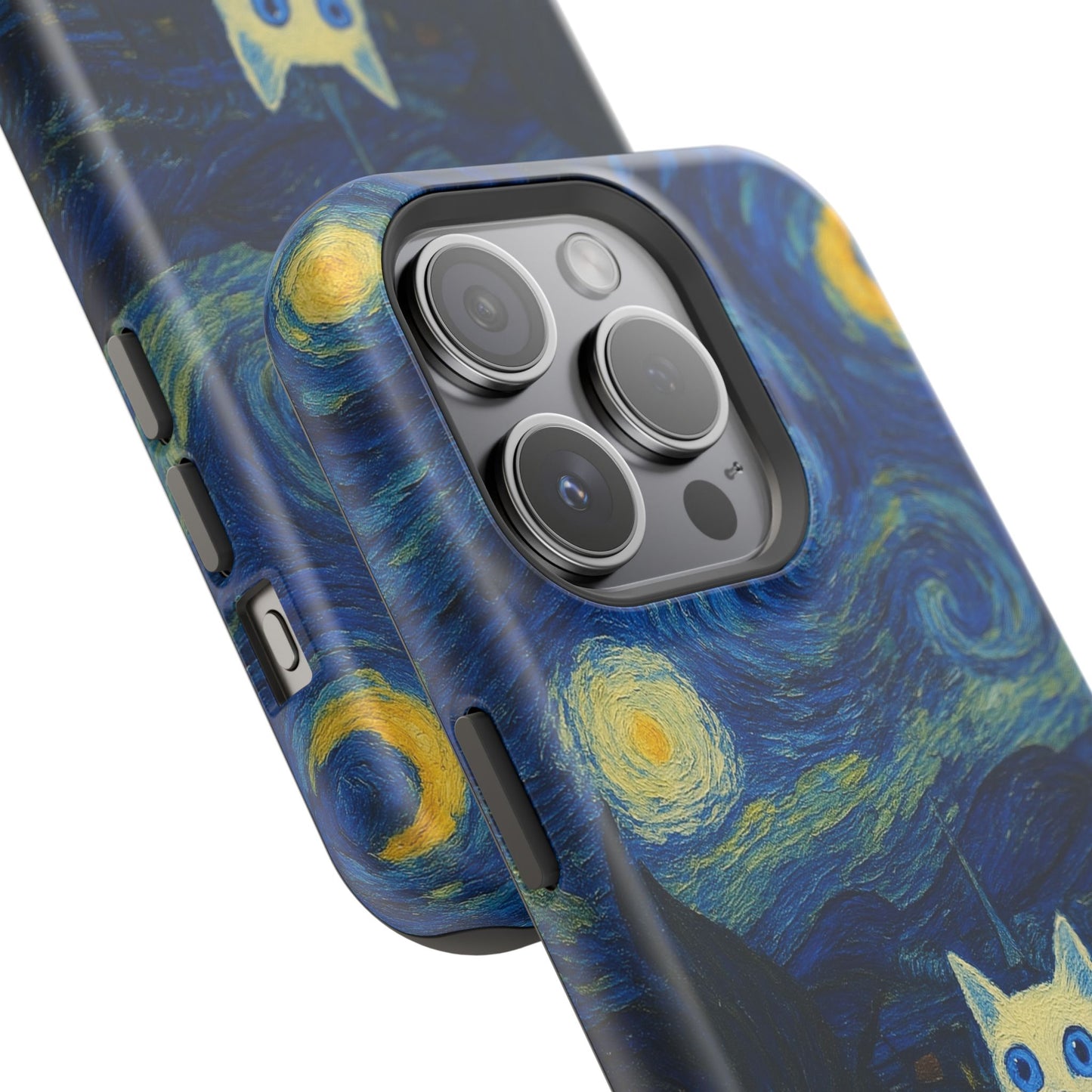 Starry Night Cat – Van Gogh Inspired – iPhone 16, 15, 14, 13 – MagSafe Magnetic Tough Case by HitStickers