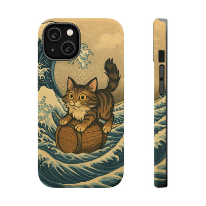 The Great Wave Cat – Hokusai Inspired – iPhone 16, 15, 14, 13 – MagSafe Magnetic Tough Case by HitStickers