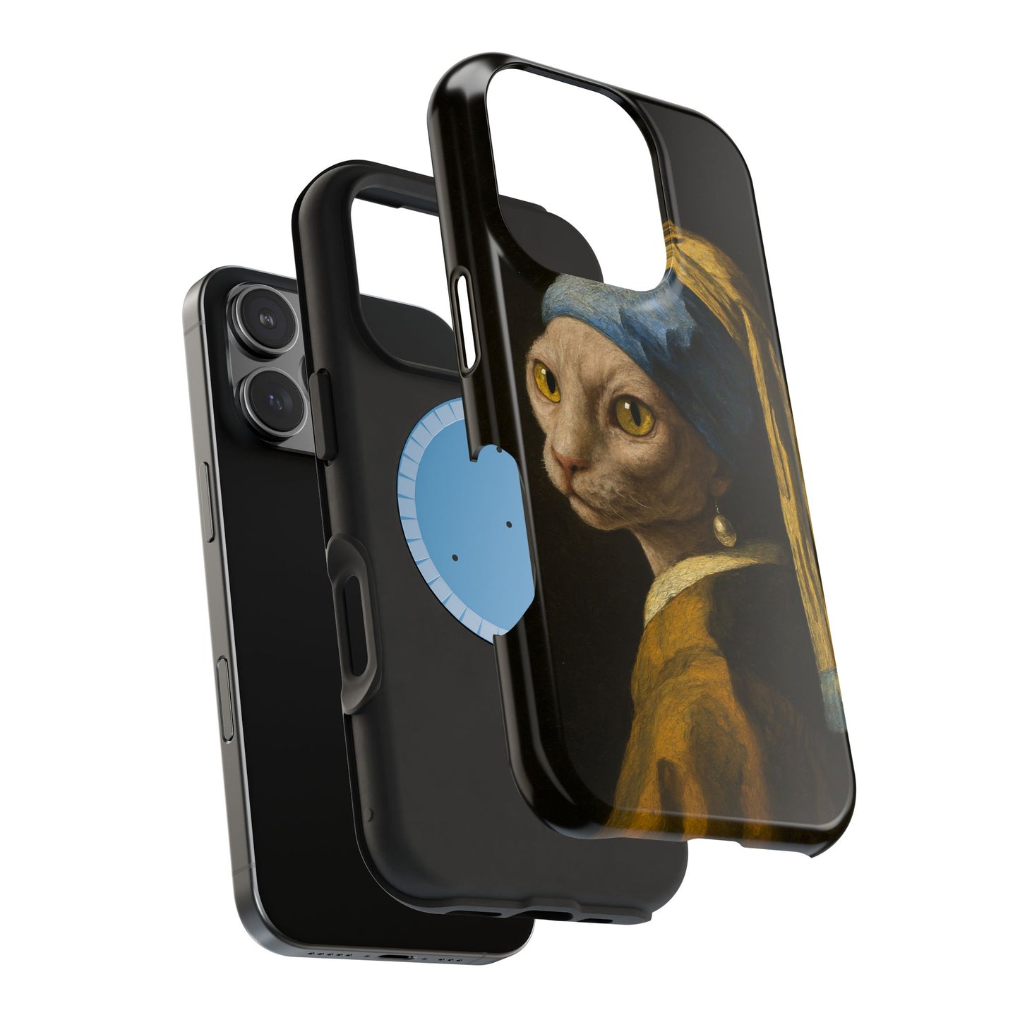 Cat with a Pearl Earring – Vermeer Inspired – iPhone 16, 15, 14, 13 – MagSafe Magnetic Tough Case by HitStickers