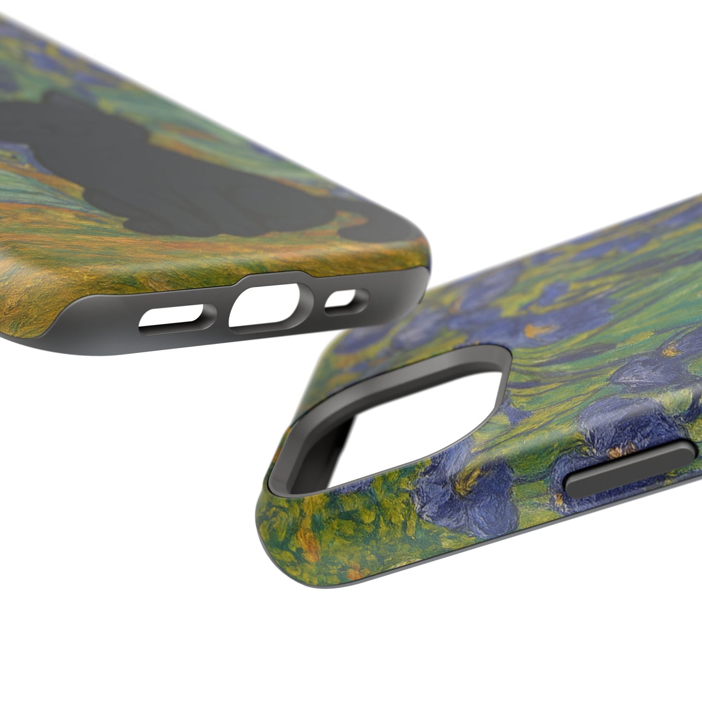 Peaceful Cat in Irises – Van Gogh Inspired – iPhone 16, 15, 14, 13 – MagSafe Magnetic Tough Case by HitStickers