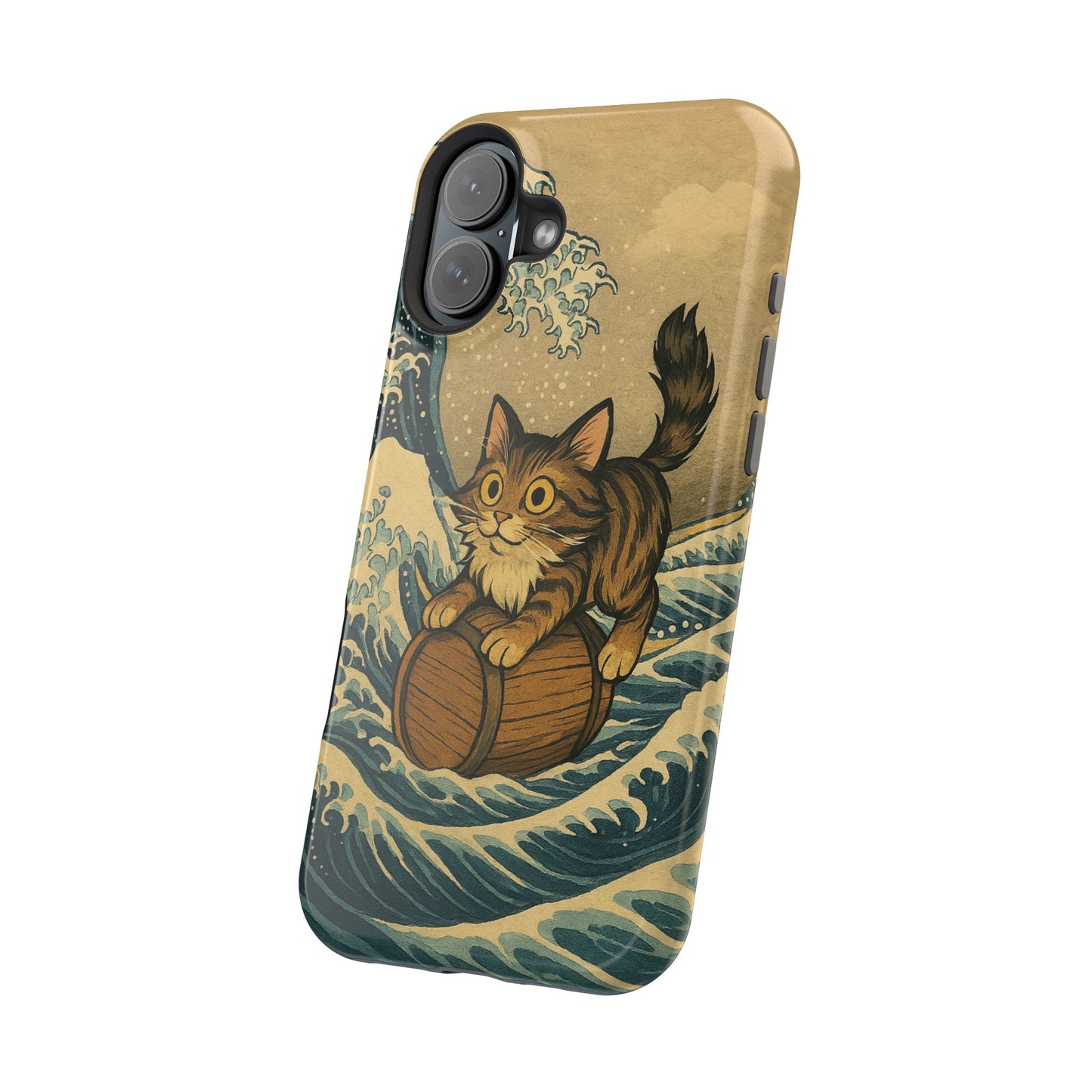 The Great Wave Cat – Hokusai Inspired – iPhone 16, 15, 14, 13 – MagSafe Magnetic Tough Case by HitStickers