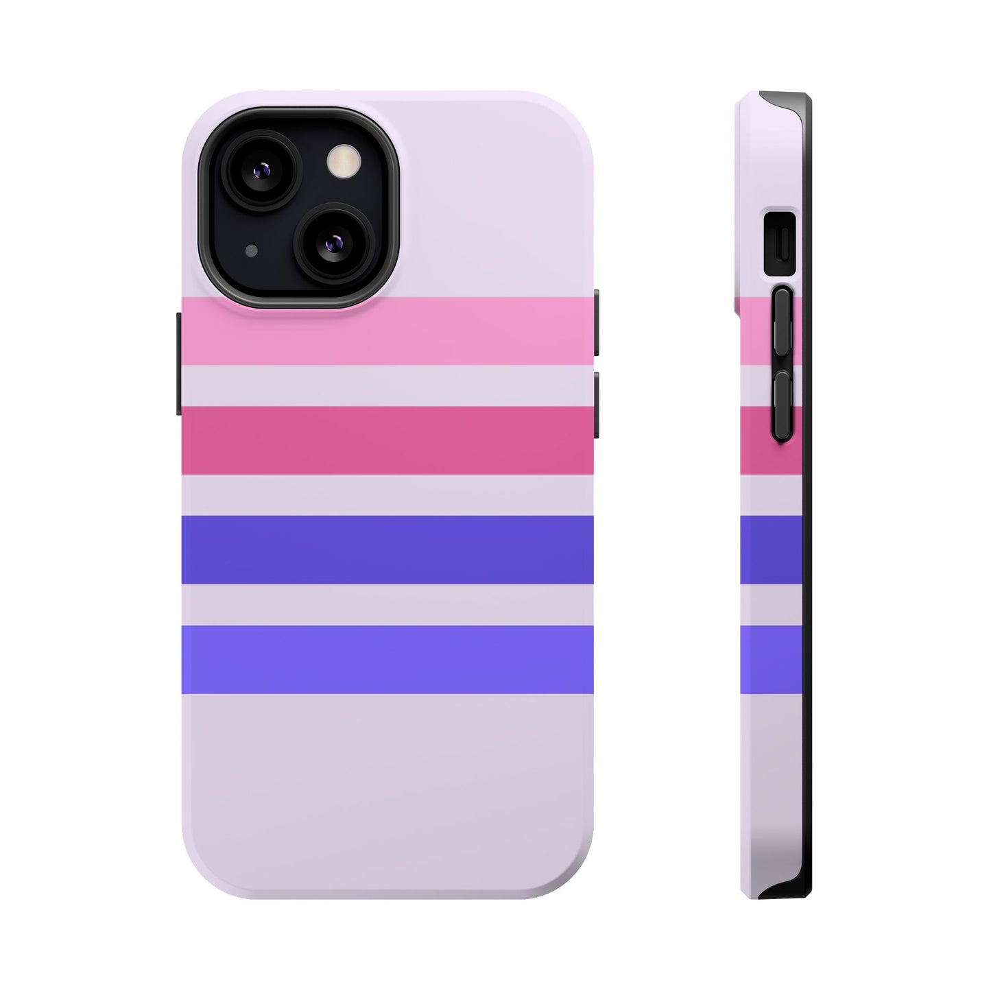 Lavender Love Striped – iPhone 16, 15, 14, 13 – MagSafe Magnetic Tough Case by HitStickers