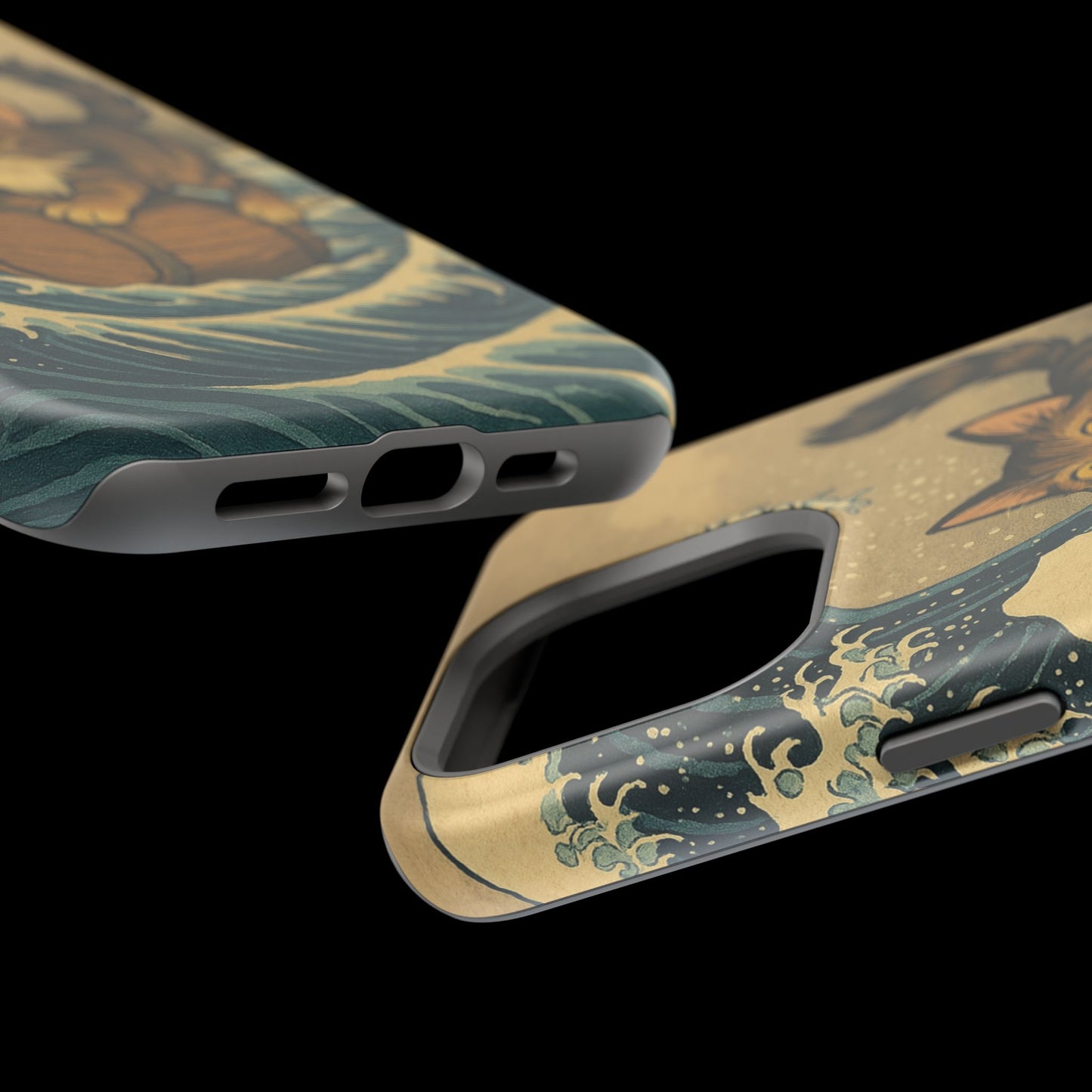 The Great Wave Cat – Hokusai Inspired – iPhone 16, 15, 14, 13 – MagSafe Magnetic Tough Case by HitStickers