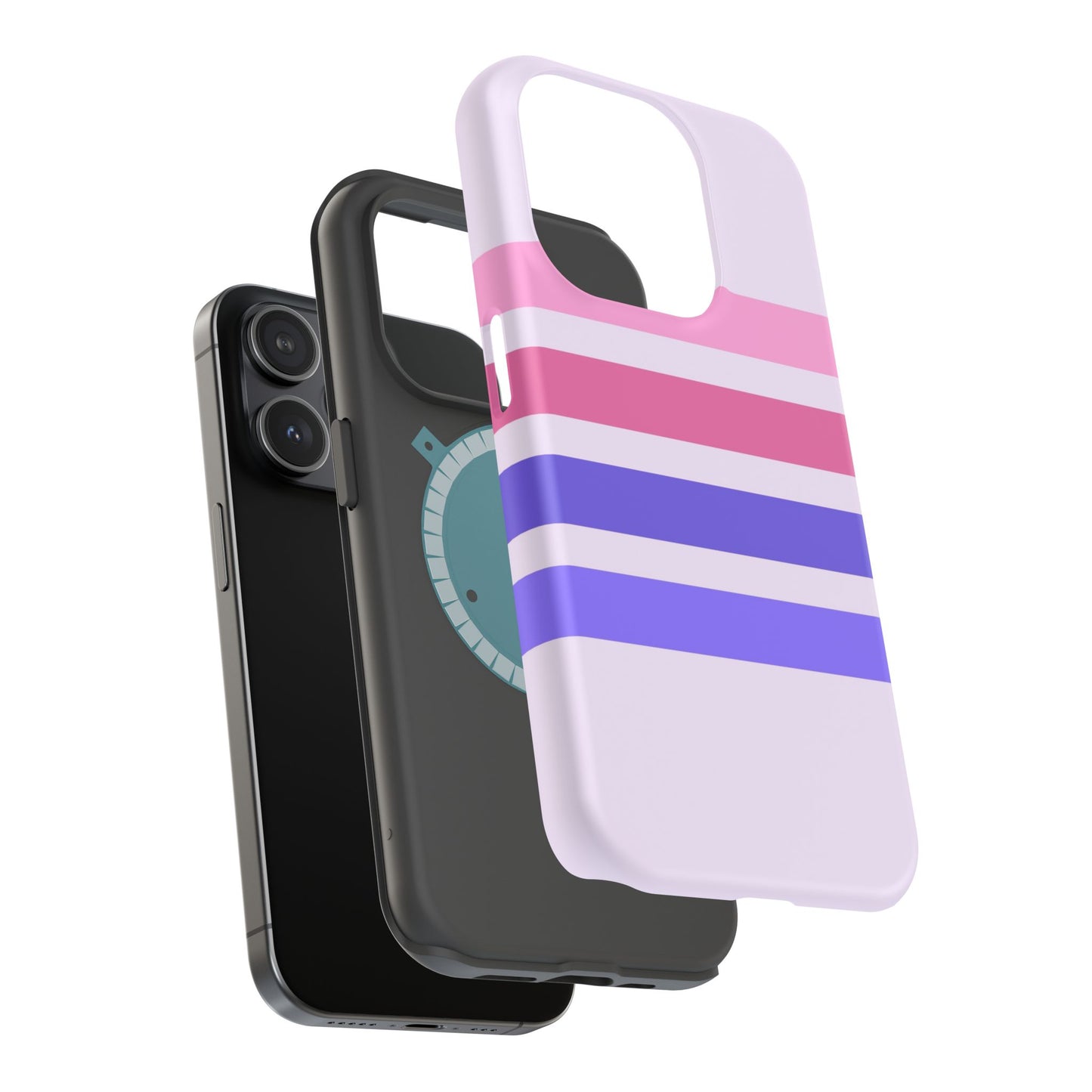 Lavender Love Striped – iPhone 16, 15, 14, 13 – MagSafe Magnetic Tough Case by HitStickers