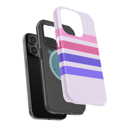Lavender Love Striped – iPhone 16, 15, 14, 13 – MagSafe Magnetic Tough Case by HitStickers