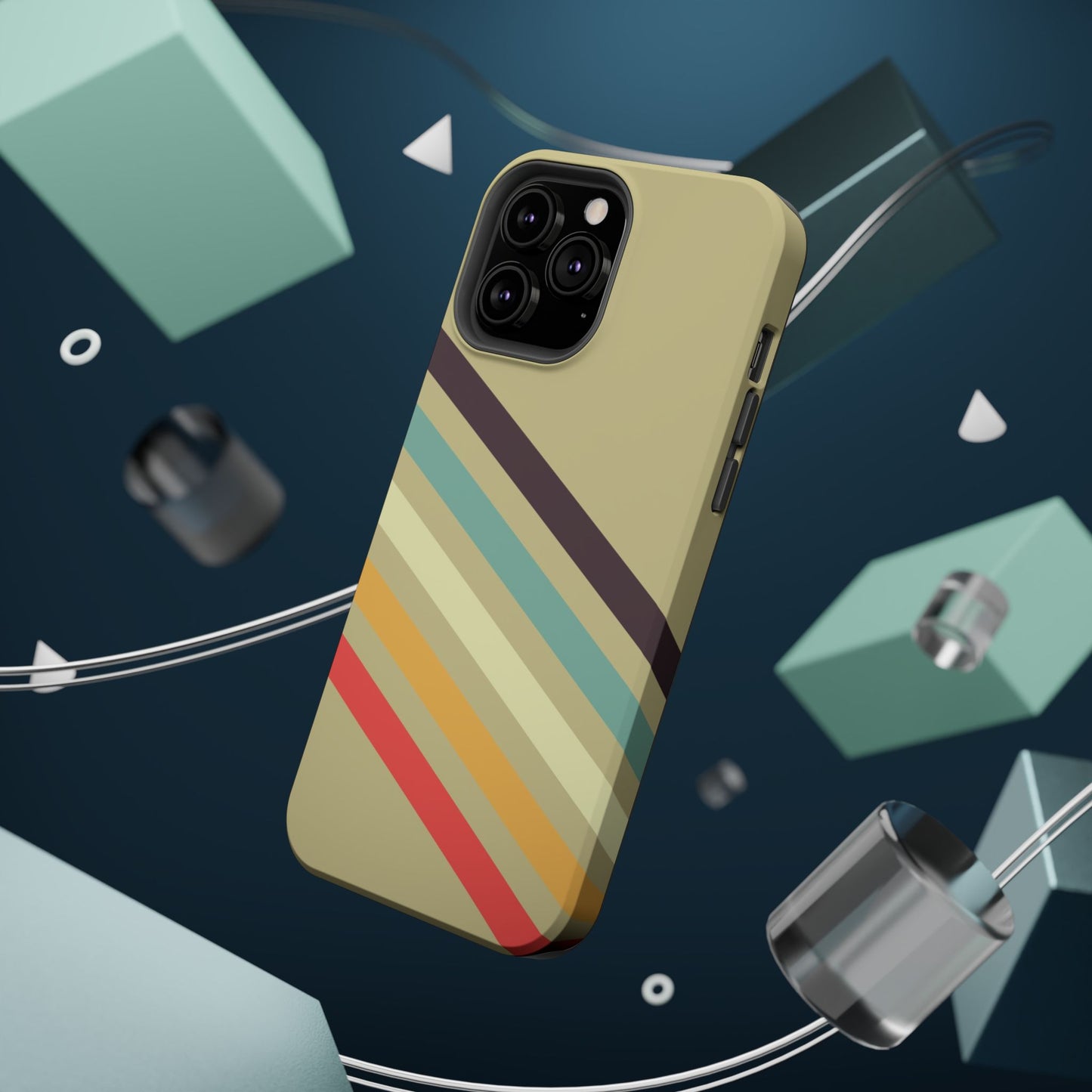 Retro Striped Case for iPhone 16, 15, 14, 13 - MagSafe Magnetic Tough Case by HitStickers