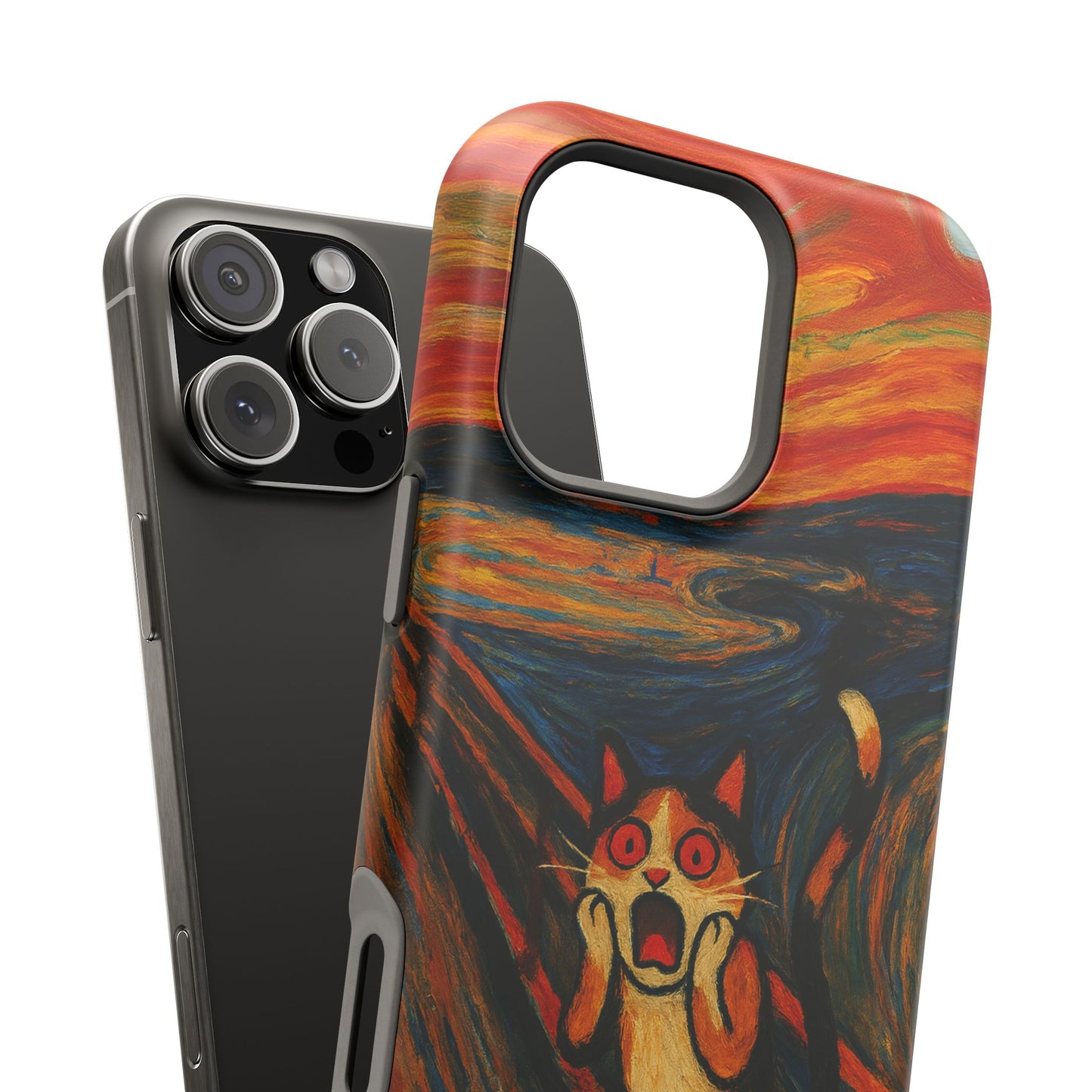 The Cat Scream – Munch Inspired – iPhone 16, 15, 14, 13 – MagSafe Magnetic Tough Case by HitStickers