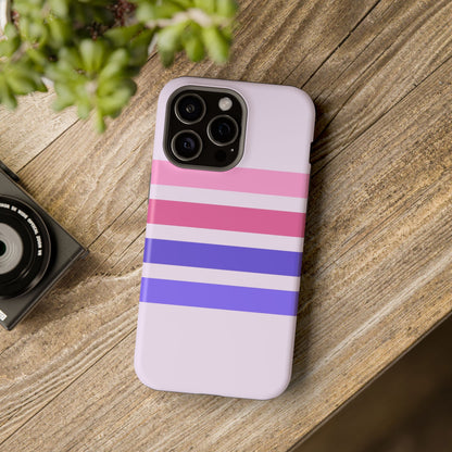 Lavender Love Striped – iPhone 16, 15, 14, 13 – MagSafe Magnetic Tough Case by HitStickers