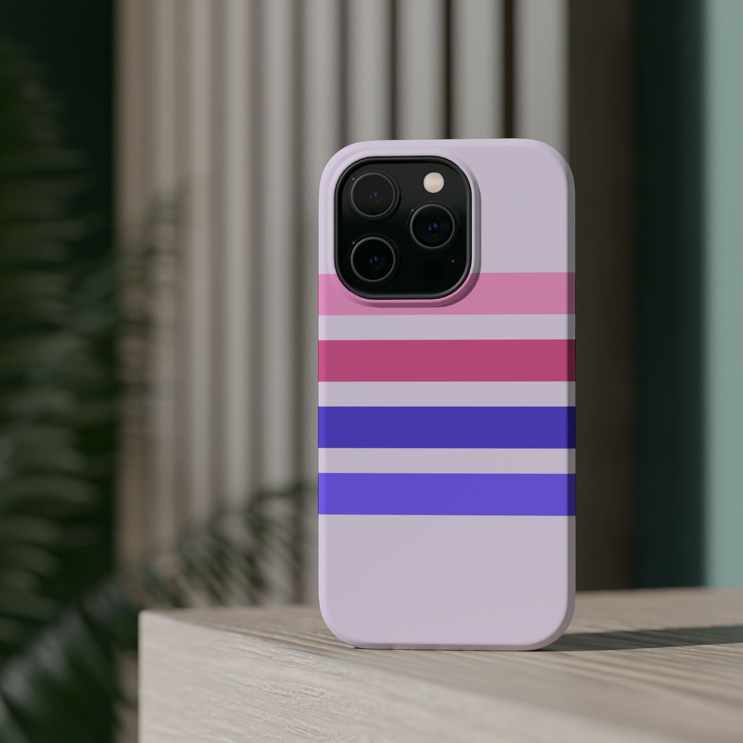 Lavender Love Striped – iPhone 16, 15, 14, 13 – MagSafe Magnetic Tough Case by HitStickers
