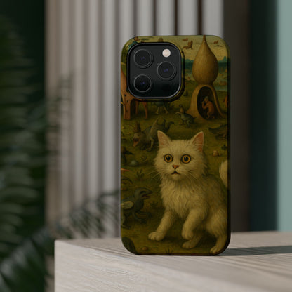 Garden of Cat Delights – Bosch Inspired – iPhone 16, 15, 14, 13 – MagSafe Magnetic Tough Case by HitStickers