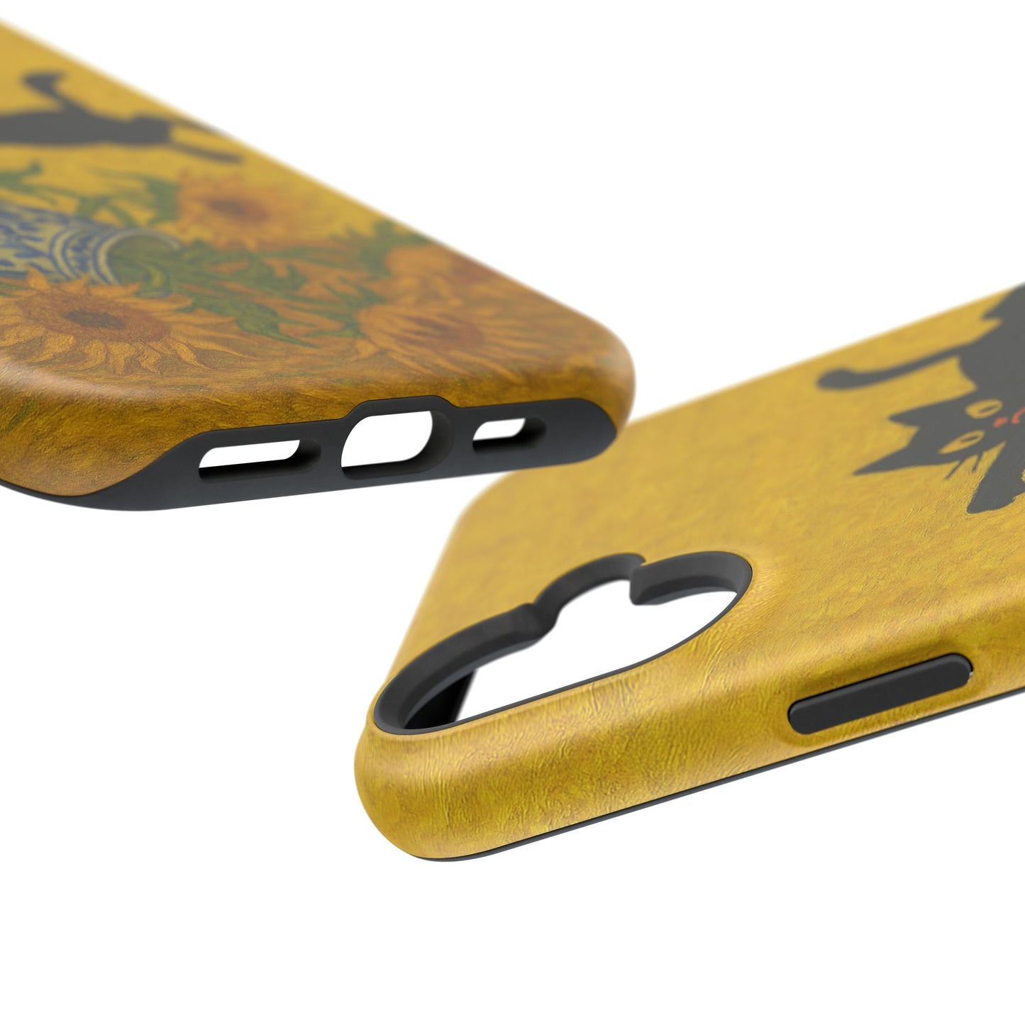 Mischievous Cat & Sunflowers – Van Gogh Inspired – iPhone 16, 15, 14, 13 – MagSafe Magnetic Tough Case by HitStickers