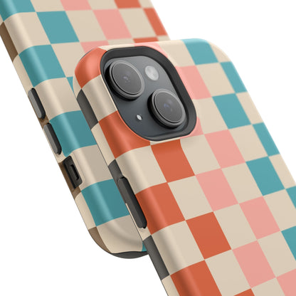 Retro Check Pop – iPhone 16, 15, 14, 13 – MagSafe Magnetic Tough Case by HitStickers