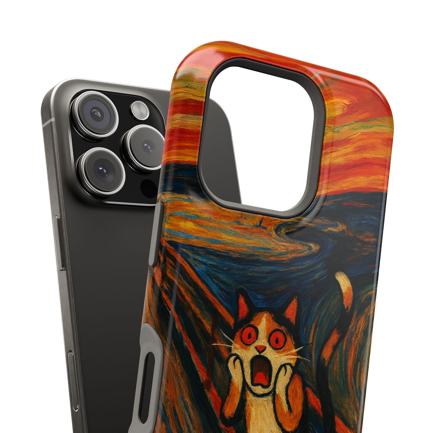 The Cat Scream – Munch Inspired – iPhone 16, 15, 14, 13 – MagSafe Magnetic Tough Case by HitStickers
