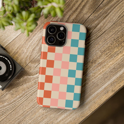 Retro Check Pop – iPhone 16, 15, 14, 13 – MagSafe Magnetic Tough Case by HitStickers