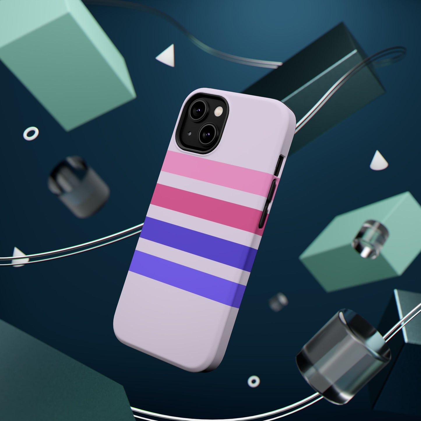 Lavender Love Striped – iPhone 16, 15, 14, 13 – MagSafe Magnetic Tough Case by HitStickers