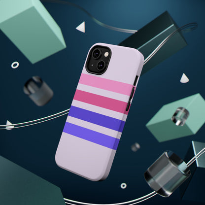 Lavender Love Striped – iPhone 16, 15, 14, 13 – MagSafe Magnetic Tough Case by HitStickers