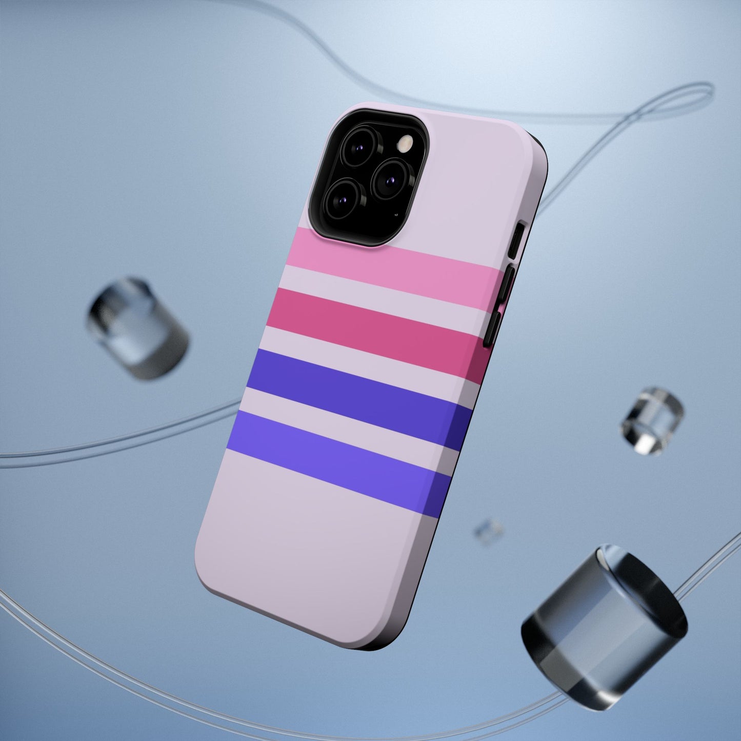 Lavender Love Striped – iPhone 16, 15, 14, 13 – MagSafe Magnetic Tough Case by HitStickers