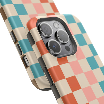 Retro Check Pop – iPhone 16, 15, 14, 13 – MagSafe Magnetic Tough Case by HitStickers