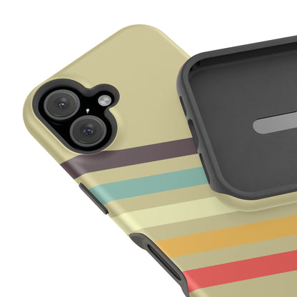 Retro Striped Case for iPhone 16, 15, 14, 13 - MagSafe Magnetic Tough Case by HitStickers