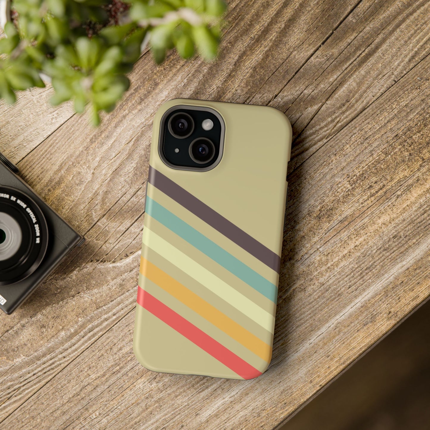 Retro Striped Case for iPhone 16, 15, 14, 13 - MagSafe Magnetic Tough Case by HitStickers