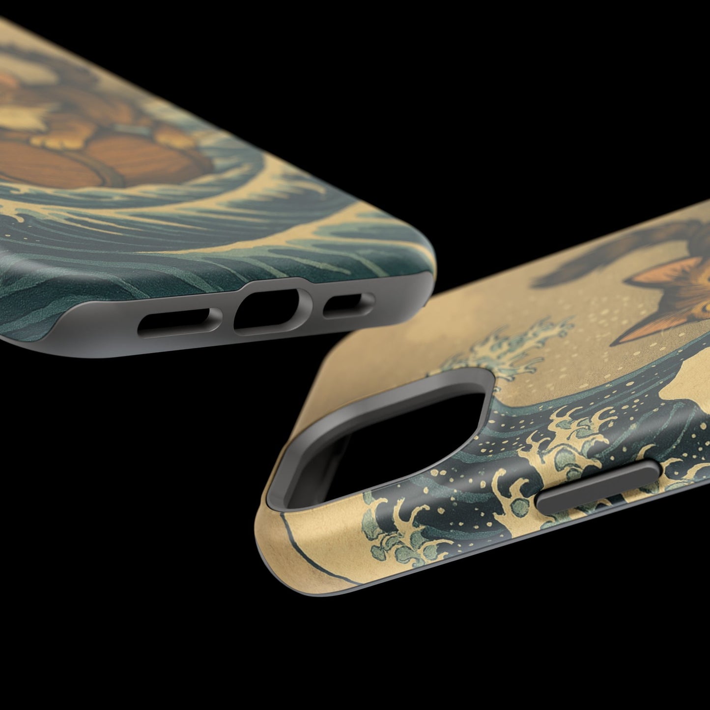 The Great Wave Cat – Hokusai Inspired – iPhone 16, 15, 14, 13 – MagSafe Magnetic Tough Case by HitStickers