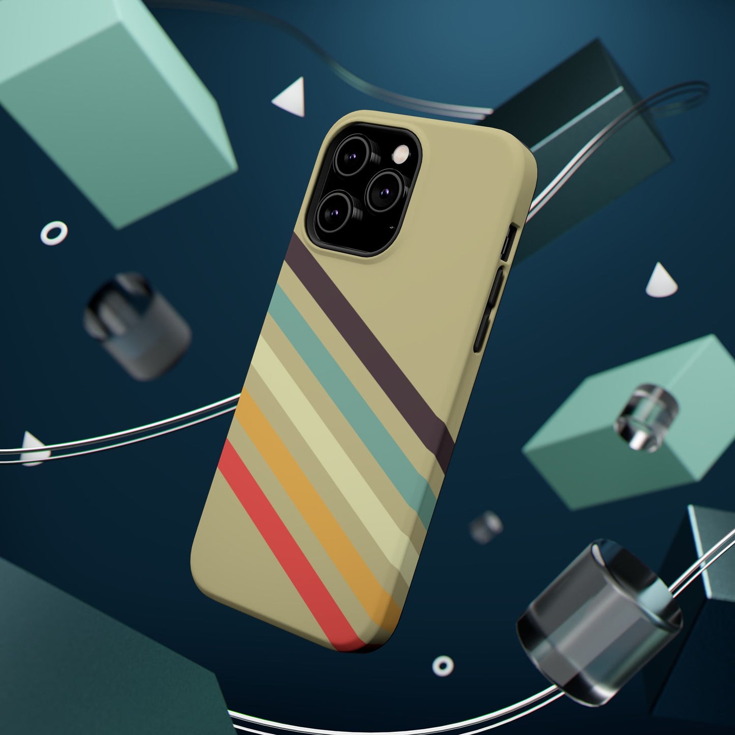 Retro Striped Case for iPhone 16, 15, 14, 13 - MagSafe Magnetic Tough Case by HitStickers