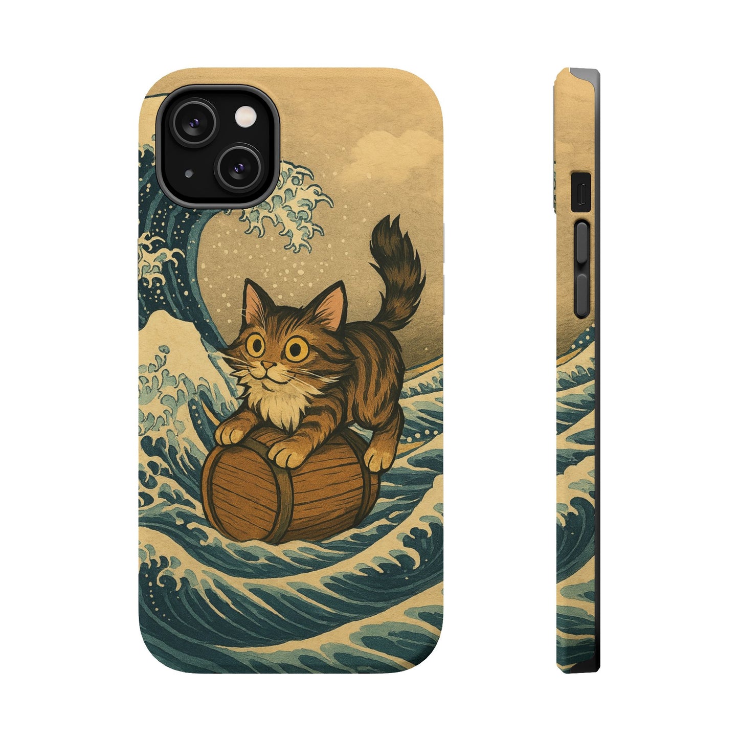 The Great Wave Cat – Hokusai Inspired – iPhone 16, 15, 14, 13 – MagSafe Magnetic Tough Case by HitStickers