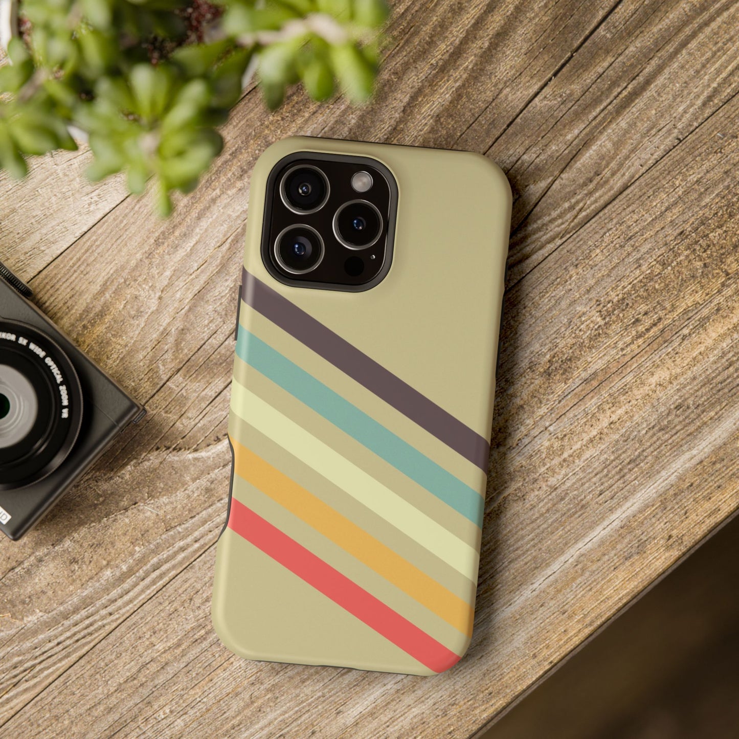 Retro Striped Case for iPhone 16, 15, 14, 13 - MagSafe Magnetic Tough Case by HitStickers