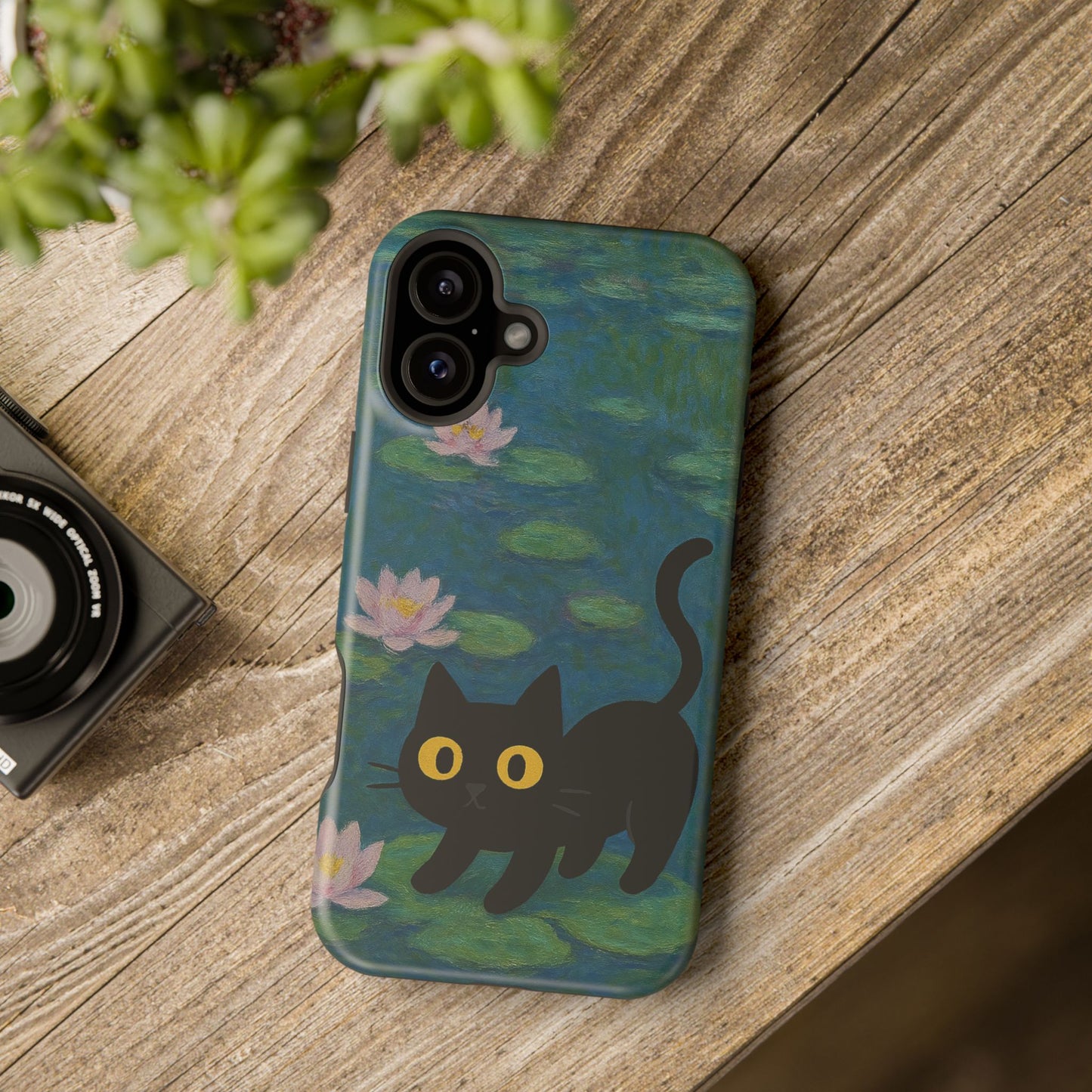 Water Lily Cat – Monet Inspired – iPhone 16, 15, 14, 13 – MagSafe Magnetic Tough Case by HitStickers
