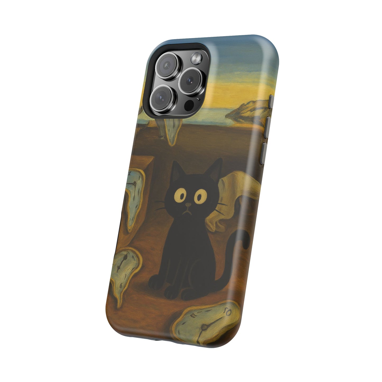 The Cat of Melting Time – Dalí Inspired – iPhone 16, 15, 14, 13 – MagSafe Magnetic Tough Case by HitStickers