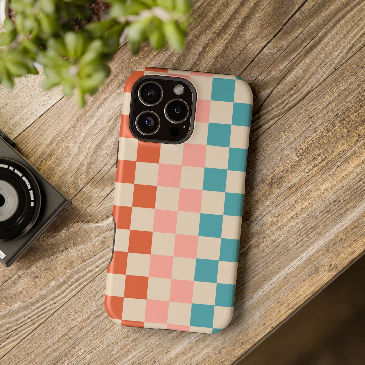 Retro Check Pop – iPhone 16, 15, 14, 13 – MagSafe Magnetic Tough Case by HitStickers