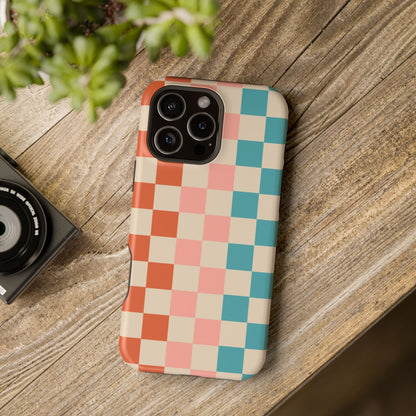 Retro Check Pop – iPhone 16, 15, 14, 13 – MagSafe Magnetic Tough Case by HitStickers