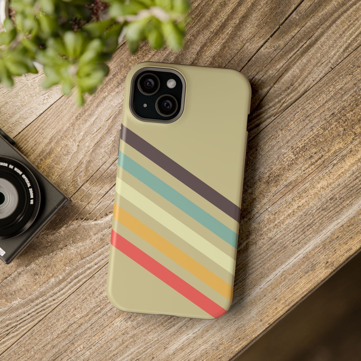 Retro Striped Case for iPhone 16, 15, 14, 13 - MagSafe Magnetic Tough Case by HitStickers