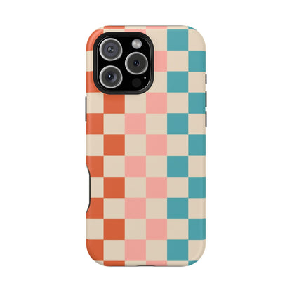 Retro Check Pop – iPhone 16, 15, 14, 13 – MagSafe Magnetic Tough Case by HitStickers