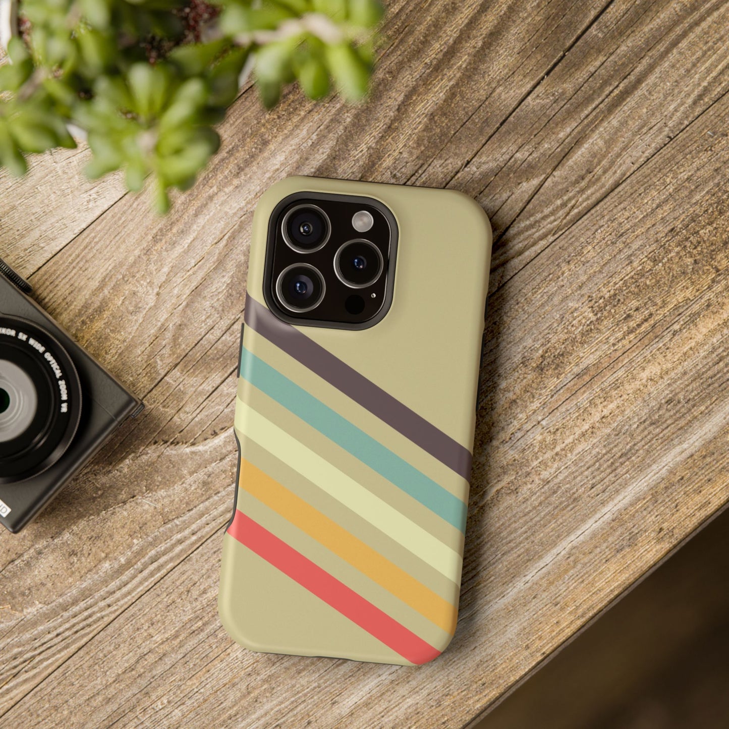 Retro Striped Case for iPhone 16, 15, 14, 13 - MagSafe Magnetic Tough Case by HitStickers