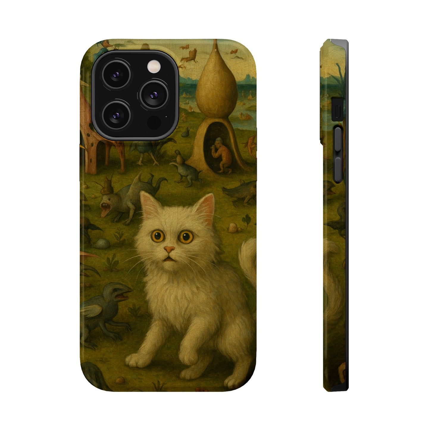 Garden of Cat Delights – Bosch Inspired – iPhone 16, 15, 14, 13 – MagSafe Magnetic Tough Case by HitStickers
