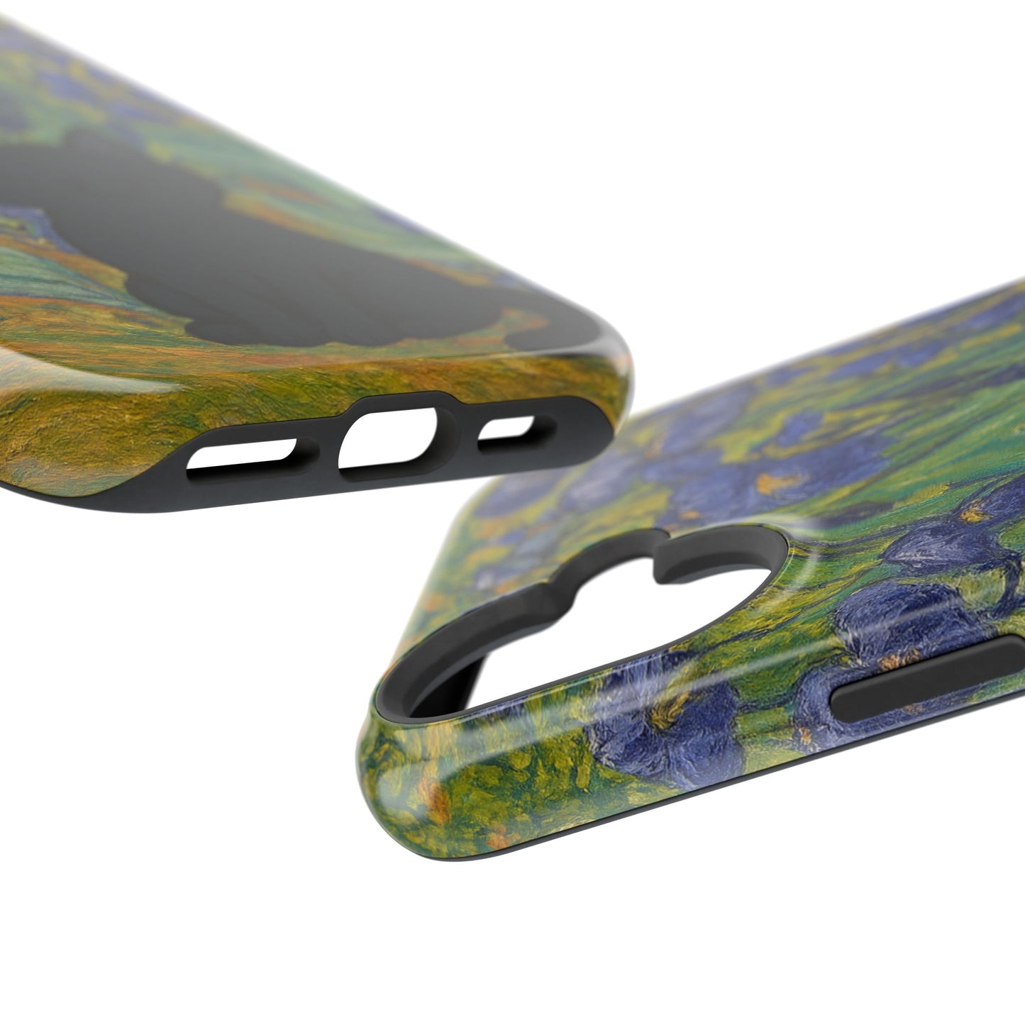Peaceful Cat in Irises – Van Gogh Inspired – iPhone 16, 15, 14, 13 – MagSafe Magnetic Tough Case by HitStickers