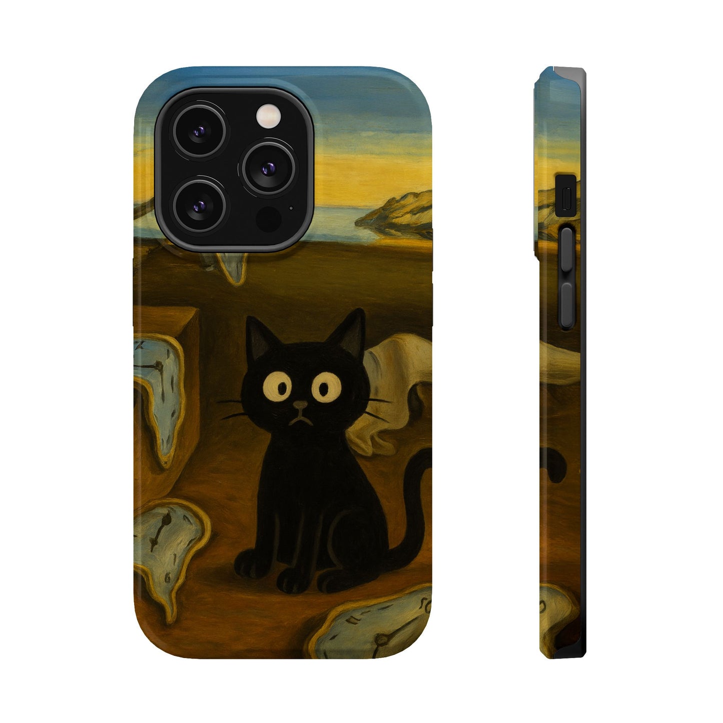 The Cat of Melting Time – Dalí Inspired – iPhone 16, 15, 14, 13 – MagSafe Magnetic Tough Case by HitStickers
