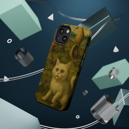 Garden of Cat Delights – Bosch Inspired – iPhone 16, 15, 14, 13 – MagSafe Magnetic Tough Case by HitStickers
